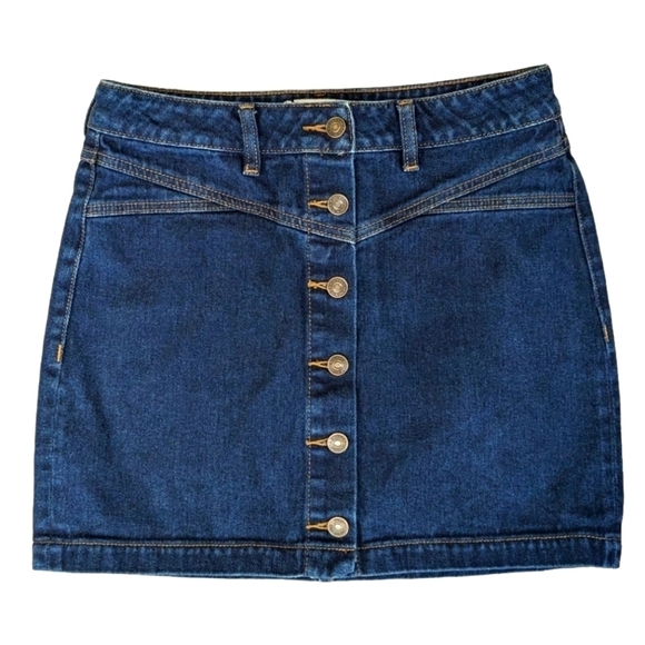 PAC Sun Pacific Sunwear Women's 27 Short Denim Button Down Mini Skirt Y2KCORE - Picture 1 of 13
